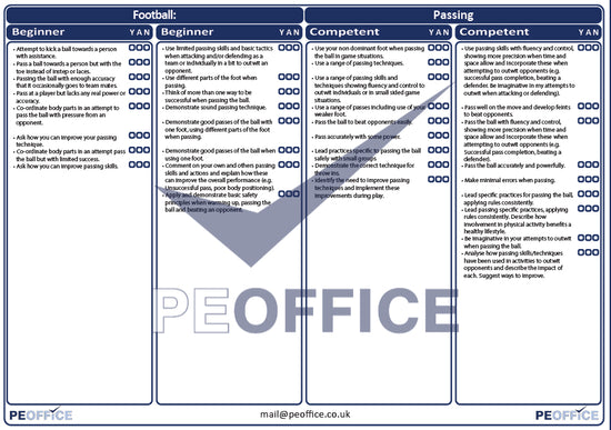 Football Passing Assessment Sheet – PE Office
