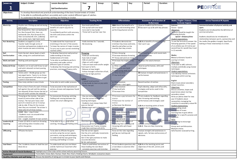 KS3 Cricket Lesson Plan PE Office ks3-cricket-lesson-plan-pe-office