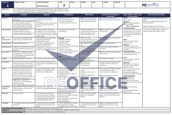 KS3 Cricket Lesson Plan – PE Office